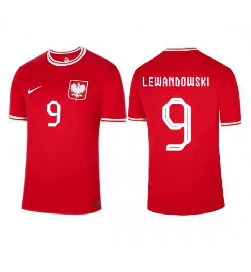 Polsko Robert Lewandowski #9 Venkovní Dres MS 2022 Krátký Rukáv